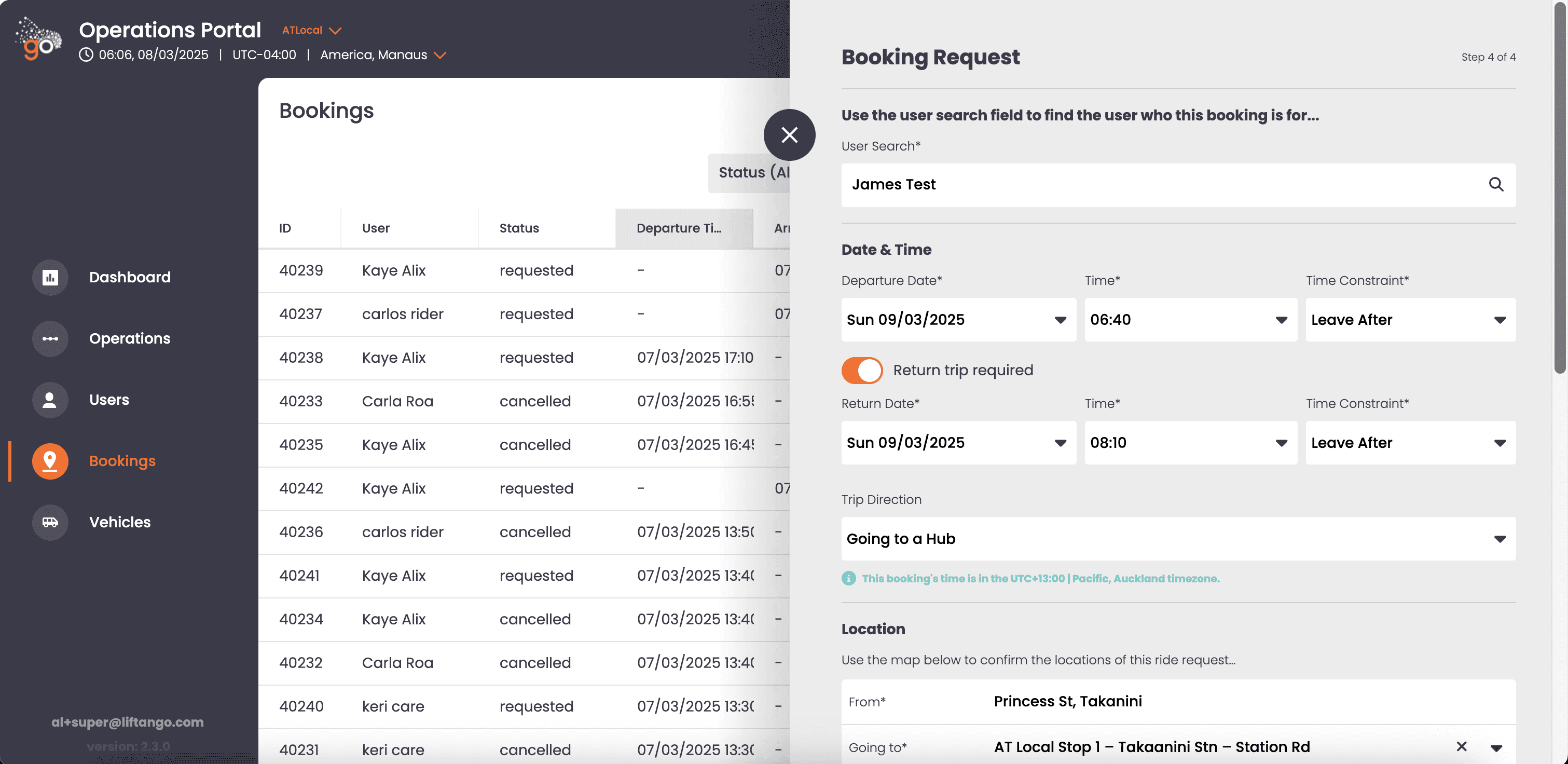 Fleet management dashboard